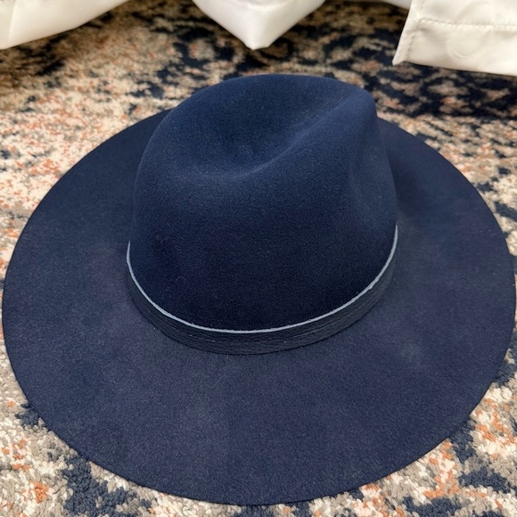 Rag & Bone Navy Blue Wool Wide Brim Fedora Hat main image 10